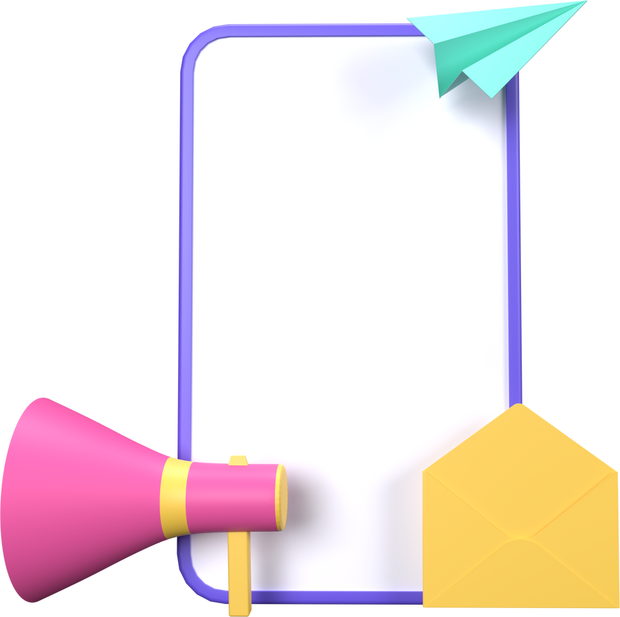 3D Smartphone with Megaphone and Envelope Illustration 